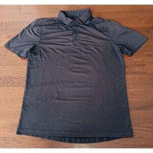 Lululemon Polo Shirt Mens Large Navy Blue Performance Golf Athletic w/ Flaw